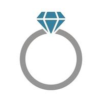 diamanten ring glyph twee kleuren icoon vector