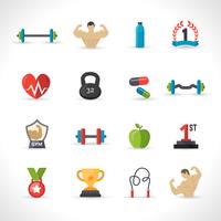 bodybuilding pictogrammen instellen vector