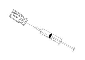 vectorkrabbelillustratie van een spuit en vaccin in de stijl van een vlakke afbeelding vector