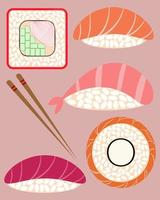 vector set broodjes en sushi iconen