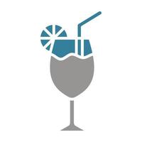 cocktail glyph twee kleuren icoon vector