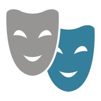 theater maskers glyph twee kleuren icoon vector