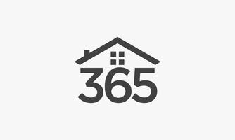 365 huis logo concept geïsoleerd op een witte achtergrond. vector