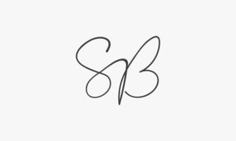 SB brief script logo geïsoleerd op een witte achtergrond. vector