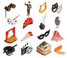 Theater elementen Icon Set vector