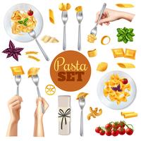 Pasta realistische set vector