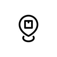 locatie pictogram ontwerp vector symbool pin, kaart, kartonnen doos, navigatie voor e-commerce