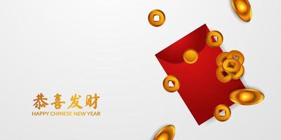 rode envelop zak cadeau bovenaanzicht munt, goudstaaf sycee yuan bao vector