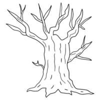 cartoon handgetekende doodle kale oude boom vector