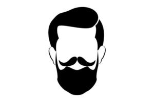 hipster logo portret mannen baard stijl. kapperszaak geïsoleerd vintage label badge embleem. vectorillustratie geïsoleerd op een witte achtergrond