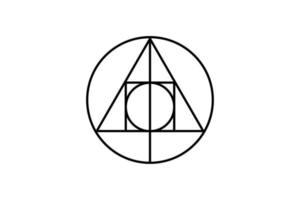 heilige magische geometrie, occult symbool, alchemistisch symbool dat de interactie toont tussen de vier elementen van materie die de steen der wijzen symboliseren, vector geïsoleerd op een witte achtergrond