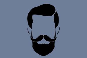 hipster logo portret mannen baard stijl. kapperszaak geïsoleerd vintage label badge embleem. vectorillustratie geïsoleerd op blauwe vintage background vector