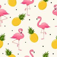 Flamingo en ananas fruit naadloze patroon achtergrond, vectorillustratie voor textiel print, behang, fashion design vector