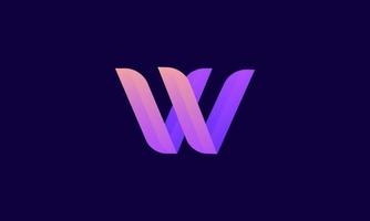 letter w logo-ontwerp met moderne paarse kleur geïsoleerd op donkere achtergrond vector