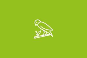 lijntekeningen vogel in de tak, schoon en eenvoudig logo-ontwerp, vectorillustratie vector