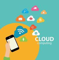 cloud computing-concept op verschillende elektronische apparaten. vector