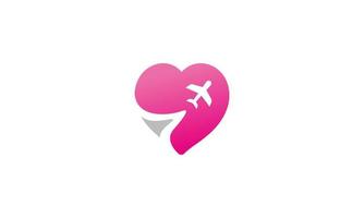 hou van reizen logo-ontwerp. een vluchtsymbool in het hart. creatief logo-ontwerp. vector illustratie