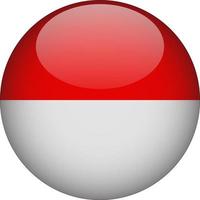 Indonesië 3d afgeronde nationale vlag knop pictogram illustratie vector