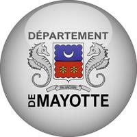 mayotte 3d afgeronde nationale vlag knop pictogram illustratie vector