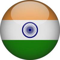india 3d afgeronde nationale vlag knop pictogram illustratie vector