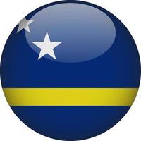 curacao 3d afgeronde nationale vlag knop pictogram illustratie vector