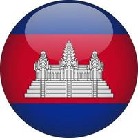 Cambodja 3d afgeronde nationale vlag knop pictogram illustratie vector