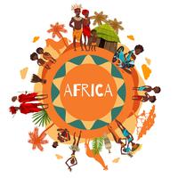 Afrikaanse culturele symbolen ronde samenstelling Poster vector