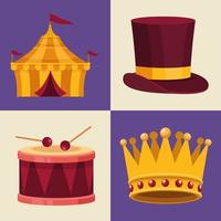 vier pictogrammen voor carnavalsvieringen vector