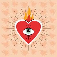 hart liefde met oog poster vector