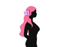 vrouwelijke silhouet geïsoleerd. mooie vrouw met lang haar in profiel. figuur van meisje zijaanzicht. vector illustratie