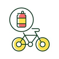 fietsen gemaakt van stalen blikjes rgb kleur icoon. milieuvriendelijke productiefietsen. bewuste fietsuitrusting. gebruik alternatief materiaal voor fietsen. geïsoleerde vectorillustratie. eenvoudige gevulde lijntekening vector