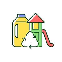 speelsets van plastic melkflessen rgb-kleurenpictogram. duurzame speeltuin voor kinderen. speeltoestellen van gerecycled plastic. milieuvriendelijke constructie. geïsoleerde vectorillustratie. eenvoudige gevulde lijntekening vector