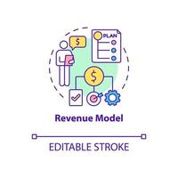 inkomsten model concept icoon. kader voor het genereren van financiële inkomsten. opstart structuur. business model abstracte idee dunne lijn illustratie. vector geïsoleerde omtrek kleur tekening. bewerkbare streek