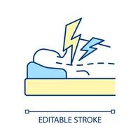 acute rugpijn rgb kleur icoon. gezonde slaaphouding om pijn te verlichten. wervelkolom zorg en gezondheid. comfortabele orthopedische matras. geïsoleerde vectorillustratie. eenvoudige gevulde lijntekening vector