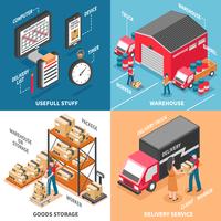 Logistiek 2x2 isometrisch ontwerpconcept vector