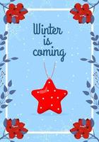 nieuwjaarskaart 2022. winter kaart ontwerp illustratie voor groeten, uitnodiging, flyer, brochure. boom speelgoed vector