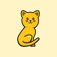 schattige kat illustratie ontwerp glimlachend op gele achtergrond. vector