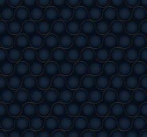 3d donkerblauwe ronde vorm met gouden golflijnen naadloos patroon op zwarte achtergrond vector