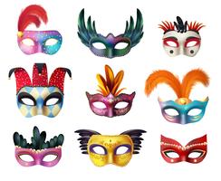 Masquerade Carnival Face Masks Realistische set vector