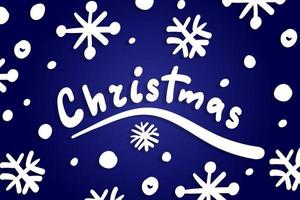 kerstmis groet belettering kaart winter seizoen blauwe achtergrond sneeuwvlok doodle banner illustratie typografie poster tekst frase vector