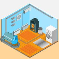 Verwarming koelsysteem interieur isometrische sjabloon vector