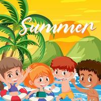 gelukkige kinderen in zomerthema vector