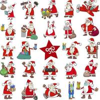 cartoon santa claus kerst tekens grote set vector