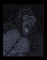 illustratie vintage gorilla met gravure stijl vector