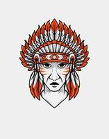 illustratie vector Indiase apache hoofd