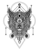 illustratie vector stilte wolf met mandala patroon stijl op witte achtergrond