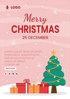 vrolijke kerstdag flyer sjabloon platte ontwerp illustratie bewerkbaar van vierkante achtergrond geschikt voor sociale media, kaart, groeten en web internet advertenties vector