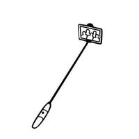 selfie stick, familiefoto, doodle illustratie voor afdrukken, achtergronden, covers, verpakkingen, wenskaarten, posters, stickers, textiel, seizoensontwerp. geïsoleerd op een witte achtergrond. vector