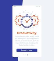 productiviteit mobiele banner met lijnpictogram vector