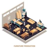 isometrisch geïsoleerd meubelproductieconcept vector